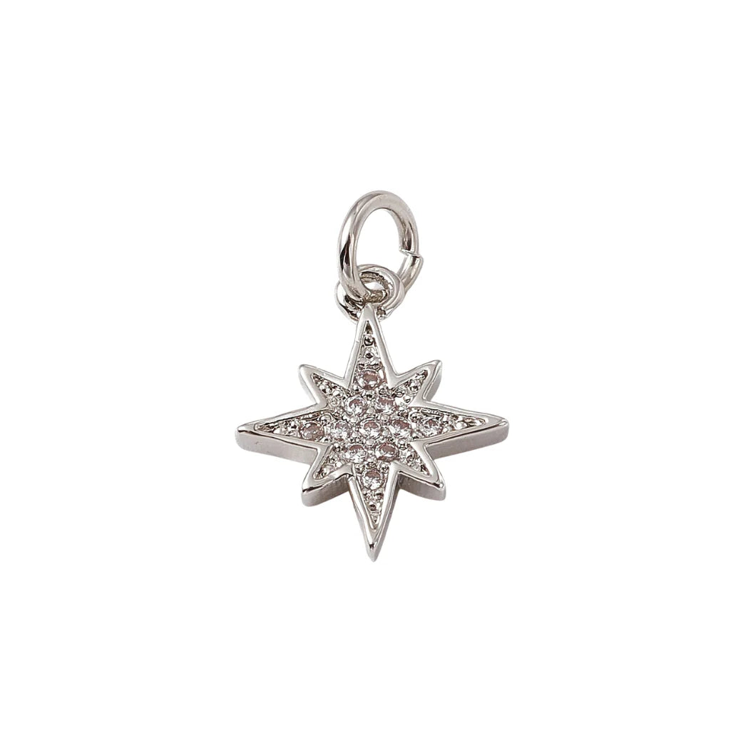 Silver CZ Starbust Charm