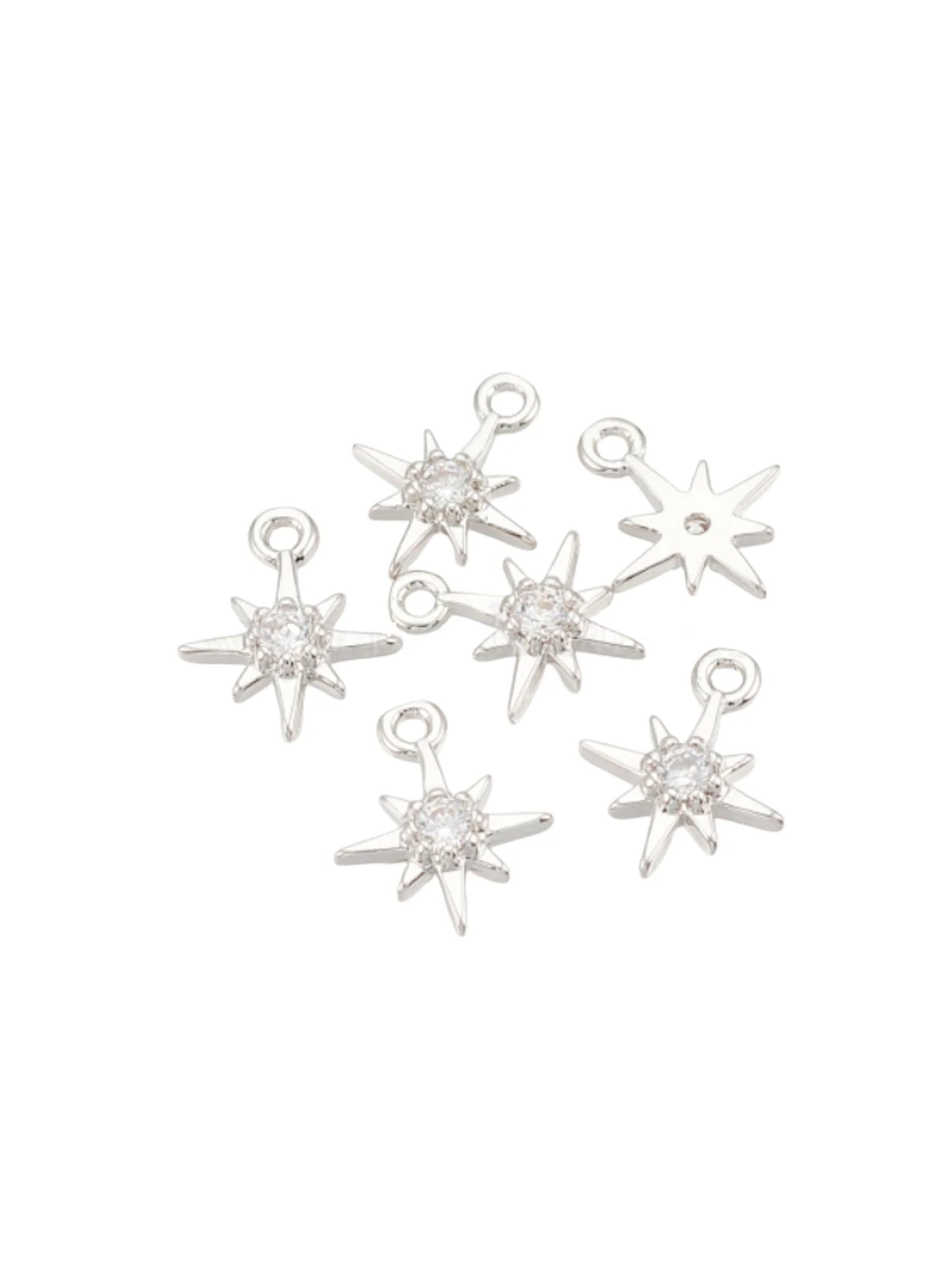 Silver Morning Star CZ Charm
