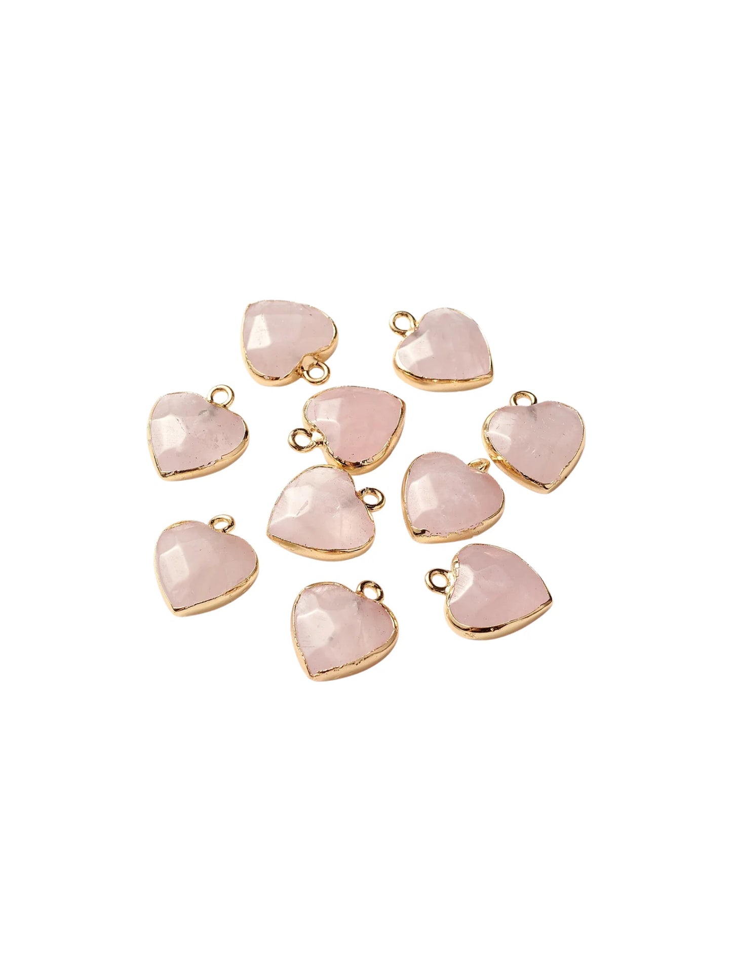 Gold Rose Quartz Heart Charm