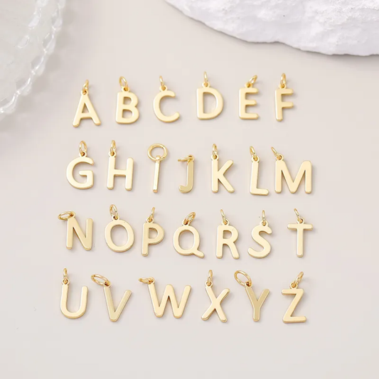Gold Block Initial Letter Charms