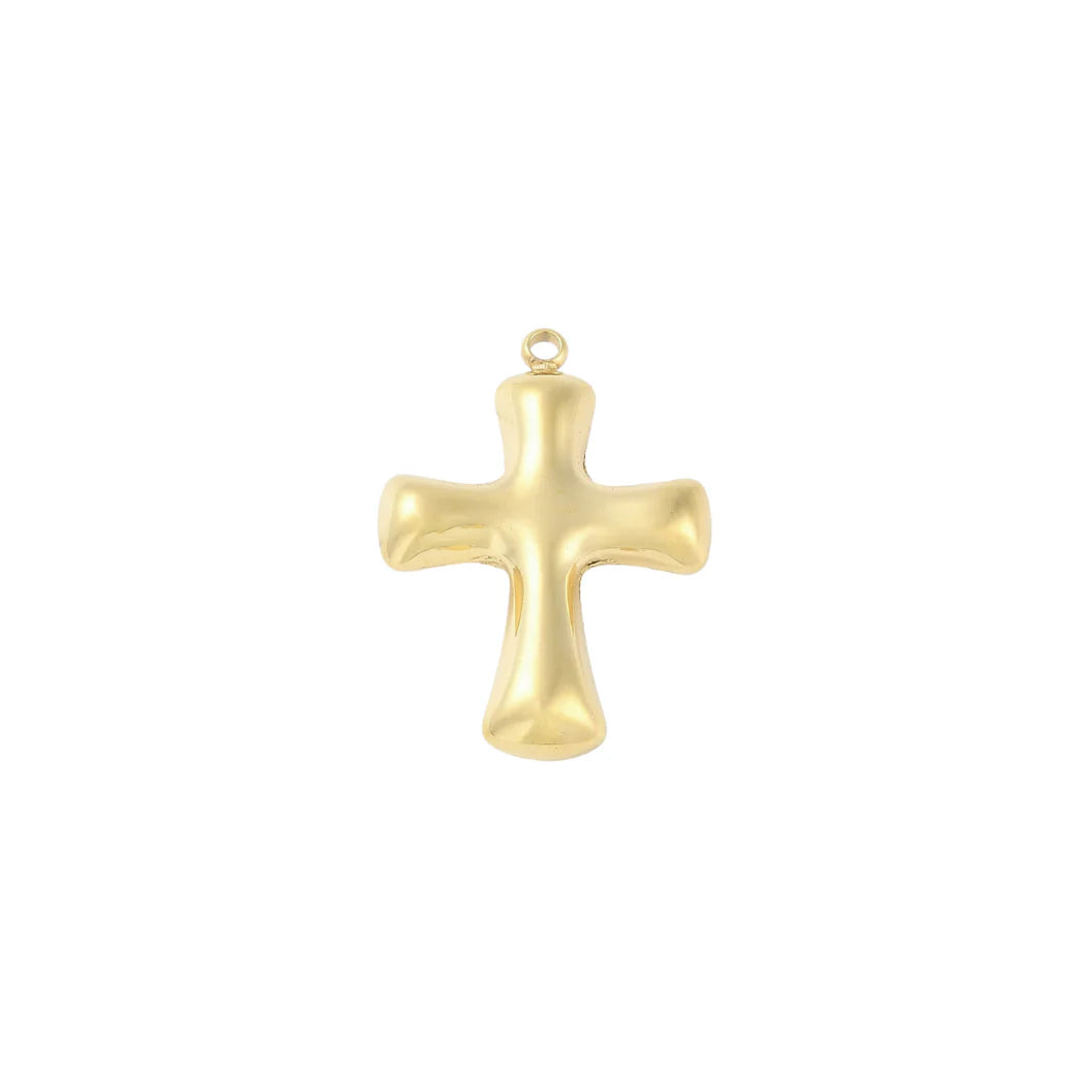 Gold Bubble Cross Charm