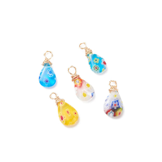 Floral Millefiori Glass Charm