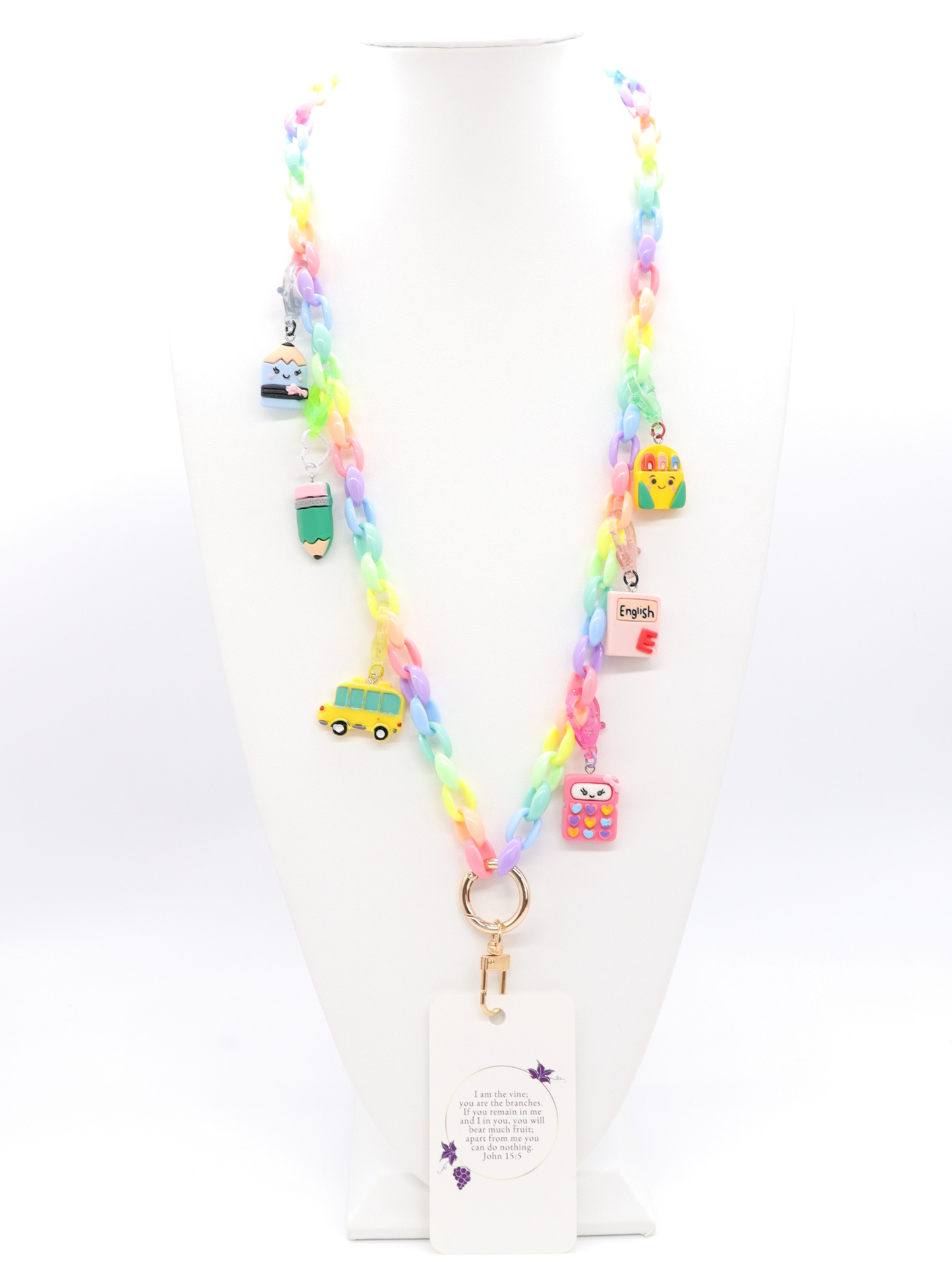 Pastel Pink Lanyard Charm Necklace